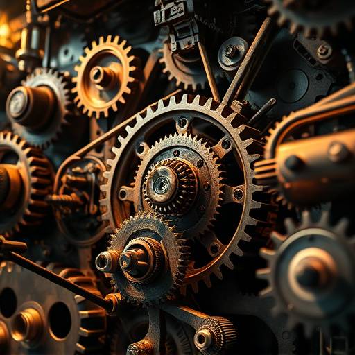 Abstract depiction of interconnected gears and levers, symbolizing the mechanisms of game mechanics and their potential for influence.